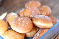 Berliners donuts in glass bowl Royalty Free Stock Photo