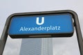 Berlino,B, Germany - August 16, 2017: entrance of the underground station called ALEXANDERPLATZ in Ber