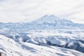Scenic winter landscape of the Elbrus Mount