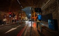 Bermondsey, London, UK: Bermondsey Street exiting a road tunnel with pedestrians Royalty Free Stock Photo