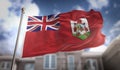 Bermuda Flag 3D Rendering on Blue Sky Building Background