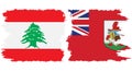 Bermuda and Lebanon grunge flags connection vector