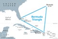 The Bermuda Triangle or also Devils Triangle, gray political map Royalty Free Stock Photo