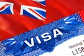 Bermuda Visa in passport. USA immigration Visa for Bermuda citizens focusing on word VISA. Travel Bermuda visa in national
