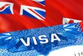 Bermuda Visa. Travel to Bermuda focusing on word VISA, 3D rendering. Bermuda immigrate concept with visa in passport. Bermuda