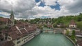Bern (Berne) Switzerland city skyline time lapse at old town and Aare River