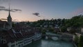 Bern (Berne) Switzerland sunset time lapse at old town and Aare River