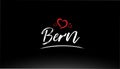 bern city hand written text with red heart logo