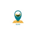 Bern city map pin point vector logo