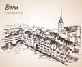 Bern city view sketch. Switzerland. Royalty Free Stock Photo