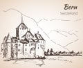 Bern city view sketch. Switzerland. Royalty Free Stock Photo