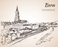 Bern city view sketch. Switzerland. Royalty Free Stock Photo