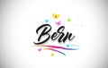 Bern Handwritten Vector Word Text with Butterflies and Colorful Swoosh