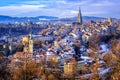 Bern Old Town on a cold snow winter day, Switzerland Royalty Free Stock Photo