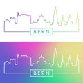 Bern skyline. Colorful linear style.