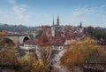 Bern Skyline with Old Town landmarks - the Bern Minster, Nydeggkirche Church and Felsenburg Tower - Bern, Switzerland