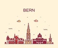 Bern skyline Switzerland city vector linear style