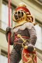 Detail of the Zahringerbrunnen statue - Warrior Bear Fountain in Bern, Switzerland.