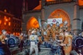 Guggenmusik band in front of the cathedral, carnival of Bern