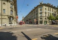 Bern, Switzerland - July 26, 2019: Panoramic view of the squares, streets and buildings of historical part of Swiss capital