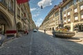 Bern, Switzerland - July 26, 2019: Panoramic view of the squares, streets and buildings of historical part of Swiss capital