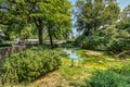 Bern, Switzerland - July 26, 2019: Panoramic view at sunny summer day. Kleine Schanze city Park