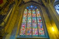 Dance of Death scenes on large stained glass windows in Bern Minster Cathedral, on March 31 in Bern, Switzerland