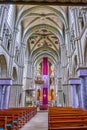 The interior of St. Peter und Paul Church with double columns and stone decorations, on March 31 in Bern, Switzerland Royalty Free Stock Photo