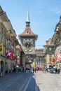 People enjoying the historic Bern Clock Tower Royalty Free Stock Photo