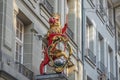 Red Lion Sculpture at Mittellowen Guild House Facade - Bern, Switzerland Royalty Free Stock Photo