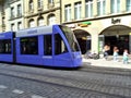 Tram circulating on a street in the city of Bern, Switzerland