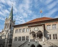 Bern Town Hall Rathaus and Church of St Peter and Paul - Bern, Switzerland