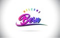 Bern Welcome To Word Text with Creative Purple Pink Handwritten Font and Swoosh Shape Design Vector