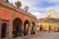 Houses and monolith in PeÃÂ±a de Bernal queretaro mexico III Royalty Free Stock Photo