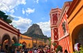 Tourists in streets below the PeÃÂ±a de Bernal