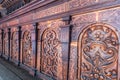 Bernardine church interior. Sacristy. Closeup of  Wood Carvings Royalty Free Stock Photo