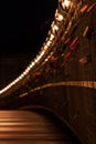 Bernatka bridge over Vistula river in night in city of Krakow Royalty Free Stock Photo