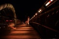 Bernatka bridge over Vistula river in night in city of Krakow Royalty Free Stock Photo