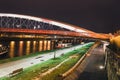 Bernatka footbridge over Vistula river in the night Royalty Free Stock Photo