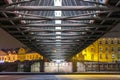 Bernatka footbridge over Vistula river in the night in Krakow Royalty Free Stock Photo