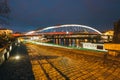 Bernatka footbridge over Vistula river in the night Royalty Free Stock Photo
