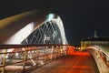 Bernatka footbridge over Vistula river in the night Royalty Free Stock Photo