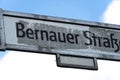 Bernauer Strasse street name sign in Berlin, Germany