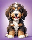 Bernedoodle puppy dog cartoon clipart character Royalty Free Stock Photo