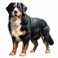 Realistic Bernese Mountain Dog Standing Illustration On White Background Royalty Free Stock Photo