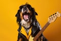 Bernese Mountain Dog Dog Dressed As A Rockstar On