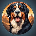 Bernese Mountain Dog Logo: Flat Vector Cartoon Mascot Design