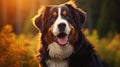 The Bernese Mountain Dog\'s portrait is a snapshot of gentle strength, capturing the breed\'s tricolo