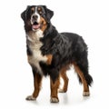 Bernese Mountain Dog Standing In Front Of White Background