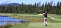 Bernhard Langer tees off Royalty Free Stock Photo